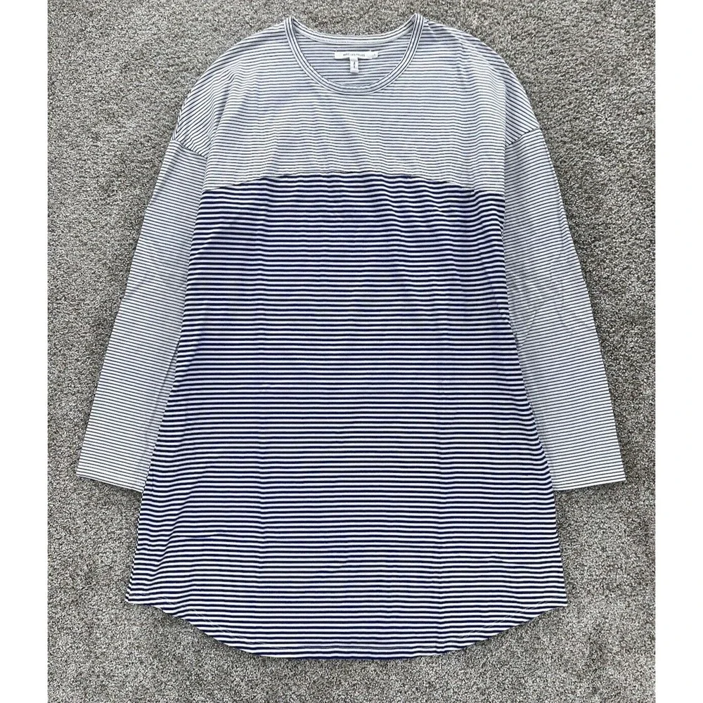 AVEC LES FILLES Joyce Azria Millennial Shirt Dress Womens L Blue Striped Minimal - Picture 1 of 9
